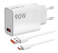 Caricatore Rapido Turbo 90W con Cavo USB C 1M 6A per Xiaomi 15, 14 Ultra, POCO F6, X7 Pro, F7 Pro, Redmi Note 14, Adattatore di Ricarica Veloce USB Type-C Compatibile con Tutti i Dispositivi USB-C
