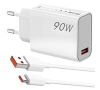 Caricatore Rapido Turbo 90W con Cavo USB C 1M 6A per Xiaomi 15Ultra,14, POCO F6, X7 Pro, F7 Pro, Redmi Note 14, Adattatore di Ricarica Veloce USB Type-C Compatibile con Tutti i Dispositivi USB-C