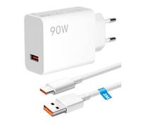 Caricatore Rapido Turbo 90W con Cavo USB C 2M 6A per Xiaomi 15 Ultra 14 Pro 13 12 POCO F6 X7 F7 Pro Compatibile con Redmi Note 14 13 12 11 Pro Pad 6 5 Ricarica Veloce Type C Adattatore USB C