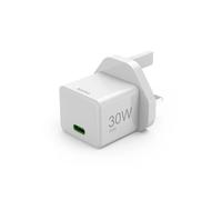 Caricatore rapido UK, USB-C, PD/Qualcomm®/GaN, mini caricabatterie, 30 W, bianco