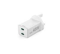 Caricatore rapido UK, USB-C, PD/Qualcomm®/GaN, mini caricabatterie, 45 W, bianco