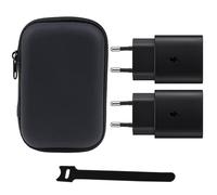 Caricatore rapido USB C da 25W + Bolsa di cavo per Samsung Galaxy S26 S25 S24 S23 S22 S21 S20, A57 A56 A55 A54 A53 A52 A51 A36 A35 A17 A16, Tablet Tab A11 A11+ A9 A9+ S11 Lite S10 FE+ 2 confezioni