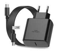 Caricatore rapido USB C da 45 W per Samsung Galaxy S24 Ultra S23 S22 S21 S20FE S10 Note 20,2 m Cavo di ricarica rapida USB C con alimentatore Samsung caricatore USB C Fast Charger Adapter (nero)