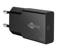goobay Caricatore USB C GaN da 30 W, super sottile, con Power Delivery, compatto e piatto, per MacBook Air, iPhone 15, Samsung Galaxy S24, iPad Pro, Pixel - nero - 75735