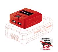 Caricatore rapido USB Einhell 2.1A Adattatore per Power X-Change Battery BARE