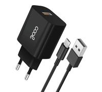Caricatore Rete Connettore Micro-USB Cool Universale 2.4Amp Kit 2 in 1 Nero