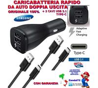 Caricabatterie per auto Samsung Dual Port Fast Charge 2A + cavo da micro USB a USB
