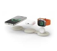 SATECHI OnTheGo Caricatore da viaggio Qi2 3-in-1 con ricarica rapida da 15W per iPhone, 5W per Apple Watch e 5W per AirPods, caricatore wireless magnetico MagSafe - Sabbia