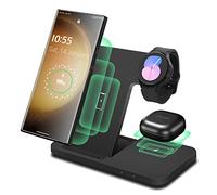 Caricatore senza fili 3 in 1, pieghevole, ad induzione, per Samsung Galaxy Watch 7/Ultra/6/5 Pro/5/4/3, S24 S23 S22+ S21 S20 Ultra FE/Note/Z Flip Fold 6 5 4, Galaxy Buds, nero