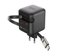 Caricatore smartphone e tablet 70W GaN III USB-C cavo retrattile compatto