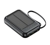 Caricatore solare da 10000 mAh, power bank portatile con cavi integrati, luce LED, sorgente mobile esterna impermeabile, porte di uscita multiple, compatto per campeggio, viaggi, emergenza