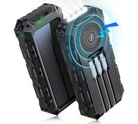 Caricatore solare per cellulare 26800 + mAh con torcia - Power Bank Solar con ricarica rapida, caricatore mobile contactless o caricatore mobile tramite cavo. Batteria esterna con caricatore solare