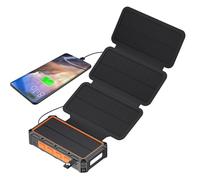Caricatore solare Power Bank - Banca di energia a manovella con lampada a LED - Funzione SOS incorporata, e ricarica wireless per tipi di utilizzo
