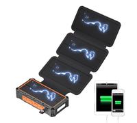 Caricatore solare, power bank, batteria del telefono, design a pannello pieghevole, torcia integrata e allarme SOS, per viaggi all'aperto, uso in caso di crisi, escursionismo, campeggio, uomini, donne