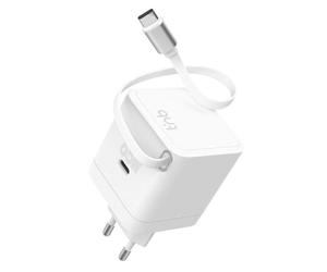 Caricatore TnB CHGAN65RTC GaN 65W 2 USB-C e USB-A Bianco