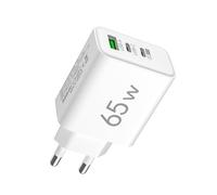 Caricatore triplo USB - Blocco 65 W ricarica rapida | 1 USB + 2 PD, materiale ABS, cubo da parete per smartphone, adattatore da parete per tablet, presa compatta da viaggio, stazione di alimentazione
