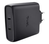 Caricatore Trust Maxo GaN 100W 2 Porte USB-C Carica Rapida Cavo 2m Nero