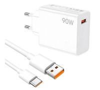 Caricatore turbo USB C da 90 W per Xiaomi Redmi con cavo USB-C 6 A 2 m | Compatibile con Xiaomi 15 Ultra/15 Pro/14T/14 Ultra Redmi Note 14/13/12/11 Poco X7 Pro/F7/F6/F5, alimentatore di rete Turbo