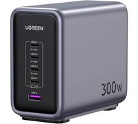 Caricatore UGREEN 90903B Nexode 300W GaN 5 Porte 4x USB-C 1x USB-A Fast Charge PD 3.1 Grigio/Nero con Cavo 2m