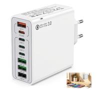 Caricatore USB 120W 8 Porte 4 USB C 4 USB A Ricarica Rapida | Presa multipla PD 25W QC 3.0 compatibile con iPhone tablet e dispositivi USB, ideale per casa ufficio e viaggio