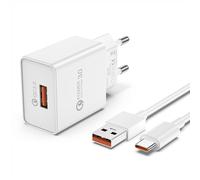 Caricatore USB 18W con Cavo USB Type-C 1,5M, Quick Charge 3.0 Presa USB Alimentatore USB Caricabatterie USB Spina Caricatore Rapido per Samsung S23/S22/S21/S20/S10/S9,Xiaomi Redmi Note 9/8 Mi 9