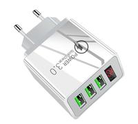 Caricatore USB - 4,5 x 2,7 x 6,8 cm 3 porte USBS Chargers | Adattatore da parete con schermo LCD digitale per tabelle Home Ricarica rapida e controllo facile