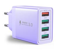 Caricatore USB, 4 Porte Caricatore USB da Muro 40W QC 3.0 Carica Rapida Caricabatterie Usb Multiplo Alimentatore Presa USb per iPhone 15 14 13 12 11 X, Samsung Galaxy S21 S20 A71 A51, Xiaomi, Huawei