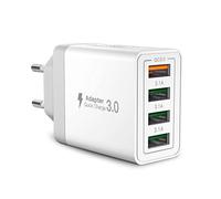 Caricatore USB, 4 Porte Caricatore USB da Muro 40W QC 3.0 Carica Rapida CaricabatterieUSB Multiplo Alimentatore PresaUSB per iPhone 15 14 13 12 11 X, Samsung Galaxy S21 S20 A71 A51, Xiaomi, Huawei
