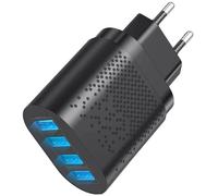 Caricatore USB 4 Porte da Muro 48W 5V-3.0A - 9V-2A - 12V-1,5A Universale Quick Charge QC 3.0 Veloce Caricabatterie Alimentatore Presa Per Smartphone Tablet iOS Android 220V UE