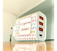 Caricatore USB 4 porte multiplo 20W Bomboniera Personalizzabile originale compatibile con iPhone, Samsung, Xiaomi