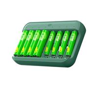 Caricatore USB a 8 Slot per Pile Ricaricabili AA e AAA NiMH | GP Charge & Save | Include 4 Batterie Ricaricabili AA 1300 mAh e 4 Batterie Ricaricabili AAA 650 mAh