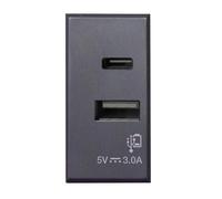 Ave Tekla S44 Caricatore USB-A e USB-C™ 3A 230V Grigio Opaco, 445082USBAC