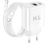 Avizar, Caricatore Doppia Porta USB-A e USB-C 20W con Cavo USB-C verso USB-C