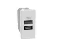 Caricatore USB Bticino MatixGO 15W con 1 porta tipo A e tipo C bianco JW4191AC