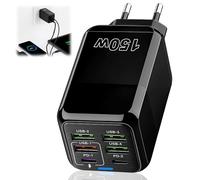 Caricatore USB C 150W a 6 Porte Rapide con 2 USB-C PD 3.0 e 4 USB-A QC 3.0 | Caricabatterie Multiplo per iPhone Samsung Xiaomi iPad | Alimentatore Compatto da Viaggio Ricarica Veloce Universale