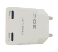 Caricatore USB-C 2 Porte 30W GaN Rapido Mobilis 020026 Bianco