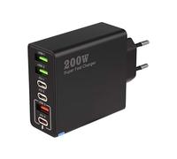 Caricatore USB C 200 W 6 porte (4 USB-C + 2 USB-A), PD3.0 PPS QC4.0, blocco di alimentazione compatto ricarica rapida per i Phone Mac Book, Sam Sung, Pad, Steam Deck