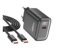 Caricatore USB C 20W PD con Cavo 1M, Caricabatterie Rapido Tipo C con Display Digitale, Supporto PD 3.0 QC 3.0, Alimentatore USB-C Compatto per iPhone 17/16/15, Samsung, Xiaomi, iPad