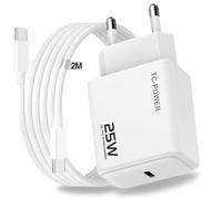 Caricatore USB-C 25W con Cavo 2 m - Compatibile con iPhone USB-C, Caricatore USB C e Caricabatterie Samsung per Galaxy S21/S22/S23 (Ultra/Plus) - Alimentatore 25W Super Fast Charging da Parete