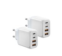 Caricatore USB C 2pack, 40W 4-Porte Multipla Caricabatterie Spina Presa Rapido Tipo C + USB A Alimentatore per iPhone 16 15 14 13 Pro Max 12 11 iPad Samsung S22 S23 S24 Carica Spinotto Muro Adattatore