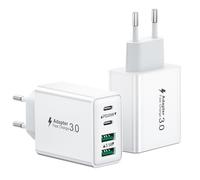 Caricatore USB C, 40 W 4 porte Presa Caricabatterie Rapido USB C, 2 Pack Multiple Settore Doppio PD+QC 3.1A Tipo C Adattatore per iPhone 16 15 14 13 12 11 Pro Max 8 7 6S Plus Mini SE, iPad, Samsung