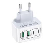 Caricatore USB C, 40 W 4 Porte USB C Caricabatterie Rapido, Piatto Compatto Salvaspazio Alimentatore USBC per Spazi Ristretti, Compatibile con iPhone 16/15/14, Samsung S25/S24/S23, Cellulare