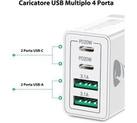 Caricatore USB C, 40W 4-Porte Presa USB C Spina Multipla USB Caricatore Rapido,
