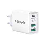 Caricatore USB C, 40W 4-Porte Presa USBC Spina Multipla Tipo C Caricatore Rapido, Alimentatore USB-C Charger Caricabatterie per iPhone 16 15 14 13 12 11 Pro Max, iPad, Samsung, Carica Spinotto Muro