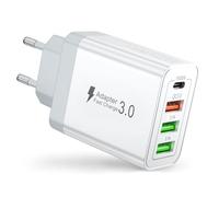 Caricatore USB C,40W 4 Porto Presa Alimentatore USB C QC3.0 Caricatore Rapido,Caricabatterie iPhone Spina Adattatore per iPhone 16 15 14,iPad,Samsung S22 S23 S24,Cuffie,Console di Gioco