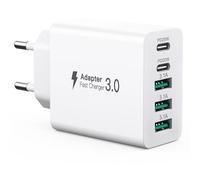 Caricatore USB C 50W, caricatore multiplo con 【2 USBC e 3 USBA】, station da parete adattatore USB, adattatore di alimentazione Fast Charge PD 3.0 compatibile con iPhone 12/13/14/15/Samsung/Tablet