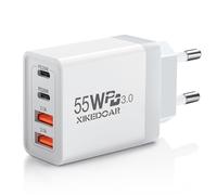 Caricatore USB C, 55W 4-Porto Caricabatterie USB Presa, Multipla Carica Spina Alimentatore Caricabatterie da Muro per iPhone 15 14 13, Samsung S22 S23 S24