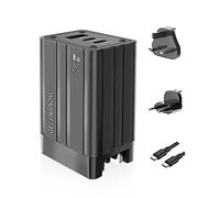 Caricatore USB C 65W, Adattatore di Alimentazione USB C GaN III PD 3 Porte Caricatore Rapido, Viaggio per US/UK/EU Plug con MacBook Pro/Air, iPhone 14/13/12, iPad, Galaxy, Pixel per 65W 60W 45W 30W