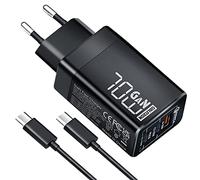 Caricatore USB C 70W, 3 Porte PD3.0 GaN Caricabatterie Rapido Tipo C Alimentatore con Cavo USB C 100W per MacBook Pro/Air, Dell XPS 15, Google Pixel, iPhone 16/15/14, iPad Pro, Samsung Galaxy S24/S23