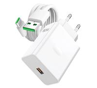 Caricatore USB C 80W per Realme 14 Pro+ 13 Pro+ 13 5G, SUPERVOOC Ricarica Rapida con Cavo USB C 1 Metro, Adattatore di Ricarica Flash per OPPO Find X6 X8, Realme Neo7, Narzo 80 Pro, OPPO A98 A78